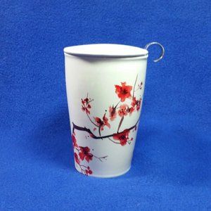 Tea Forte Kati Cherry Blossom Ceramic Tea Infuser Cup with Lid Brewing Pre-Owned
